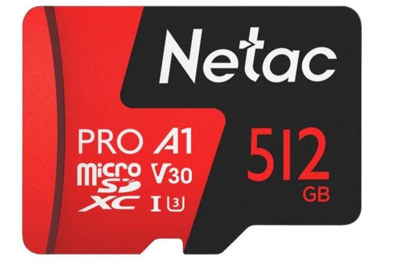 Носитель информации Netac P500 Extreme 512GB Pro MicroSDXC V30/A1/C10 up to 100MB/s, retail pack card only