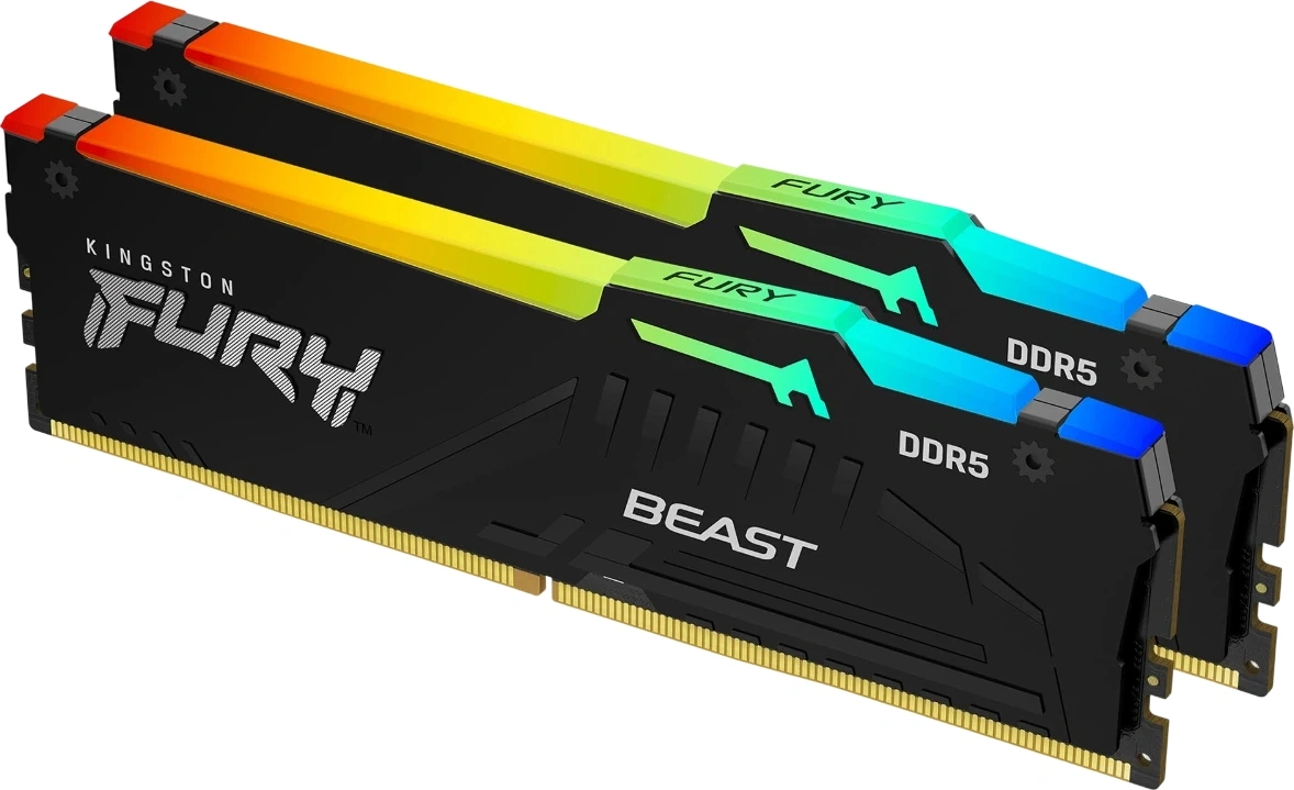 Модуль памяти Kingston KF560C36BBE2AK2-64 DDR5 64Gb 6000Mhz CL36 K2 Kingston Fury Beast RGB кит 2x32Гб