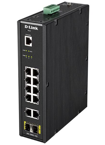 Коммутатор D-Link DIS-200G-12S/A1A, PROJ L2 Managed Industrial Switch with 10 10/100/1000Base-T and 2 1000Base-X SFP ports 8K Mac address, 802.3x Flow Control, 802.3ad Link Aggregation, Port Mirroring, 128 of 8