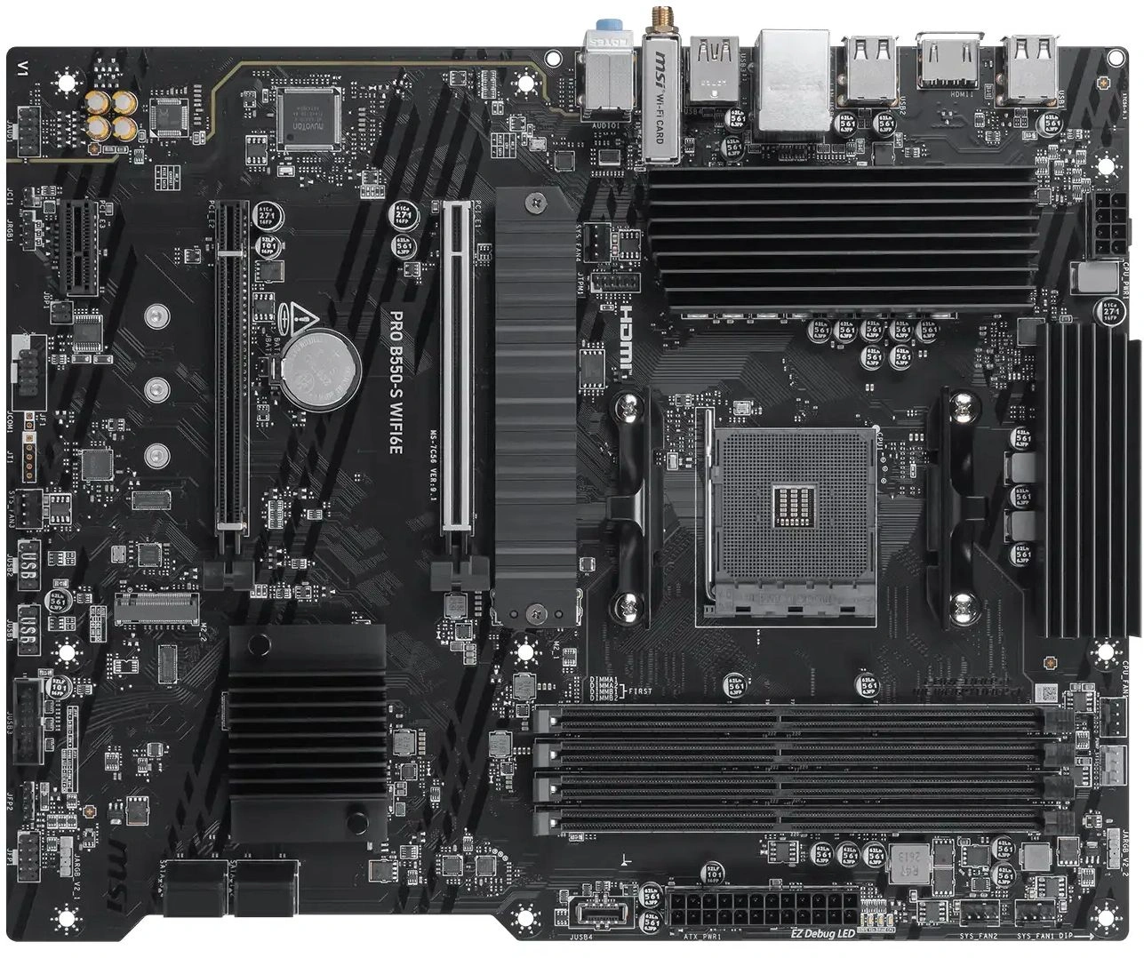 Материнская плата MSI PRO B550-S WIFI6E Soc-AM4 AMD B550 4xDDR4 ATX AC`97 8ch(7.1) GbLAN RAID+HDMI
