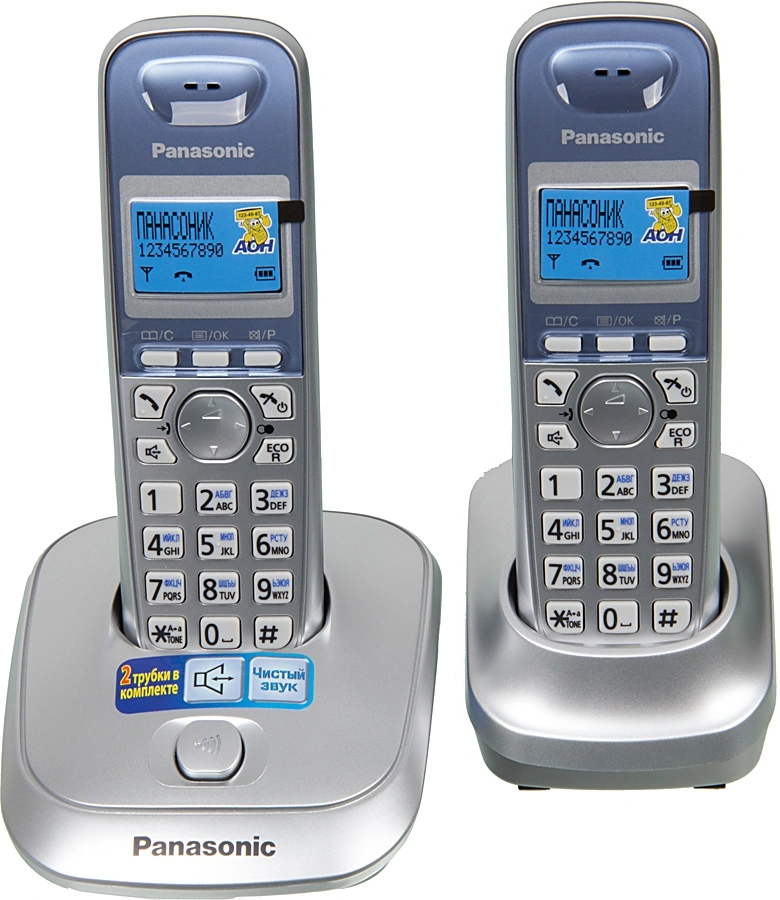 Р/Телефон Dect Panasonic KX-TG2512RUS серебристый (труб. в компл.:2шт) АОН