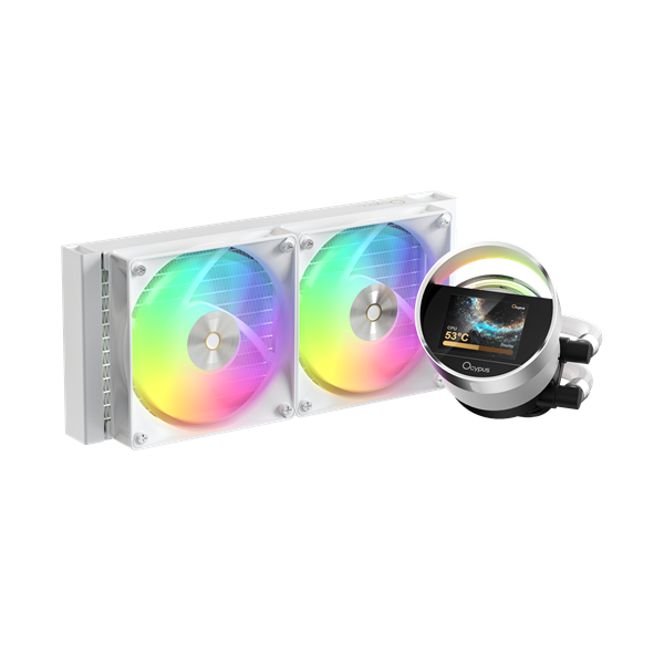 Система водяного охлаждения Ocypus Sigma L24 WH ARGB, 240mm, LCD Pump 2.4", 2x120mm ARGB fans, LGA115X/1200/1700/18XX, AM4/AM5 Система водяного охлаждения Ocypus Sigma L24 WH ARGB, 240mm, LCD Pump 2.4", 2x120mm ARGB fans, LGA115X/1200/1700/18XX, AM4/AM5