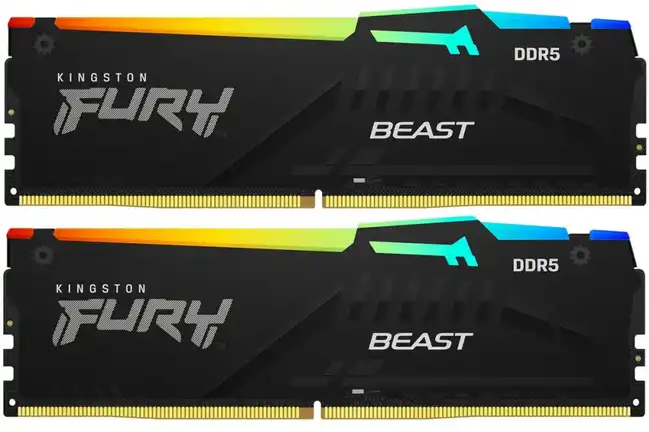 Оперативная память Kingston 32GB 6000MT/s DDR5 CL30 DIMM (Kit 2*16Gb) FURY Beast RGB EXPO