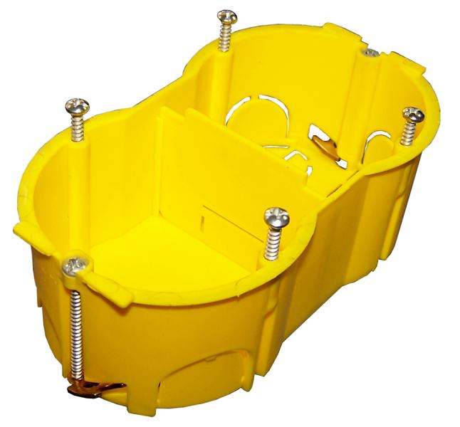  Подрозеточная коробка в стену для суппорта 45х90, желтая