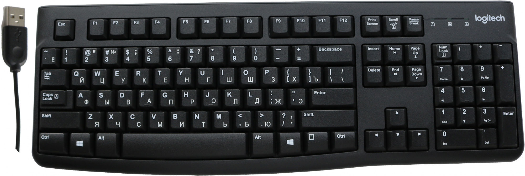 Клавиатура Logitech K120 черная, офисная, 104 клавиши, защита от воды |920-002583| USB 1.5м, RTL Клавиатура Logitech K120 черная, офисная, 104 клавиши, защита от воды |920-002583| USB 1.5м, RTL