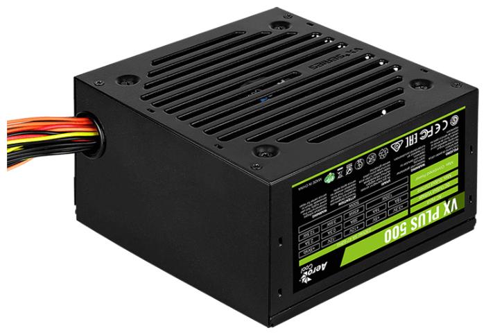 Блок питания Aerocool 500W Retail VX PLUS 500 ATX v2.3 Haswell, fan 12cm, 500mm cable, power cord, 20+4P, 4+4P, PCIe 6+2P x1, PATA x3, SATA x3, FDD