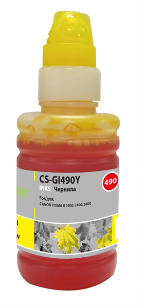 Чернила Cactus CS-GI490Y GI-490 желтый 100мл для Canon Pixma G1400/G2400/G3400 Чернила Cactus CS-GI490Y GI-490 желтый 100мл для Canon Pixma G1400/G2400/G3400
