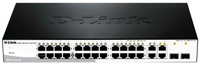 Коммутатор D-Link DES-1210-28/C2A , WEB Smart III Switch with 24 Ports 10/100Base-TX + 2 10/100/1000Base-T+ 2 Combo 10/100/1000Base-T/SFP