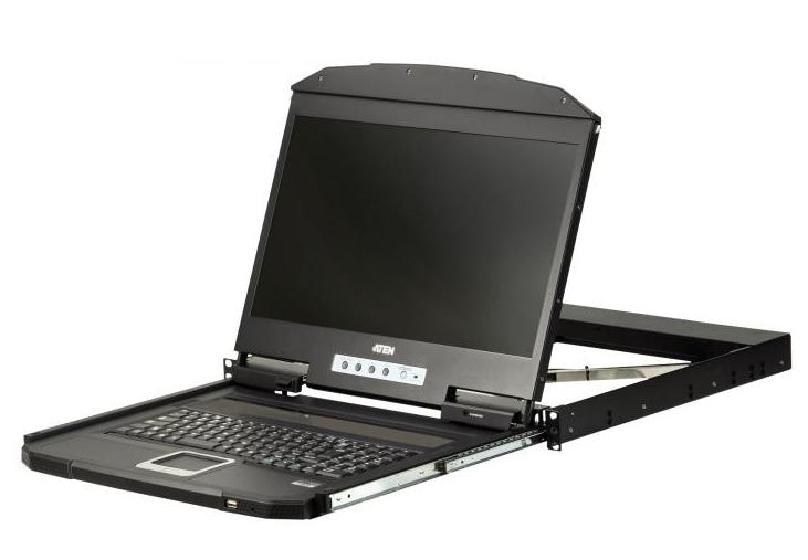 Консоль квм ATEN 18.5" Ultra Short Depth Single Rail WideScreen LCD Console (USB,VGA, 1366x768)