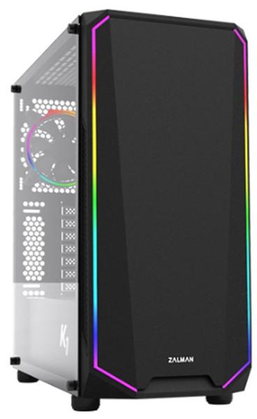 Корпус ZALMAN K1 Rev.B, ATX, BLACK, WINDOW, EDGE RGB DESIGN, 2x3.5", 2x2.5", 2xUSB2.0, 2xUSB3.0, FRONT 1x120mm, REAR 1x120mm ARGB