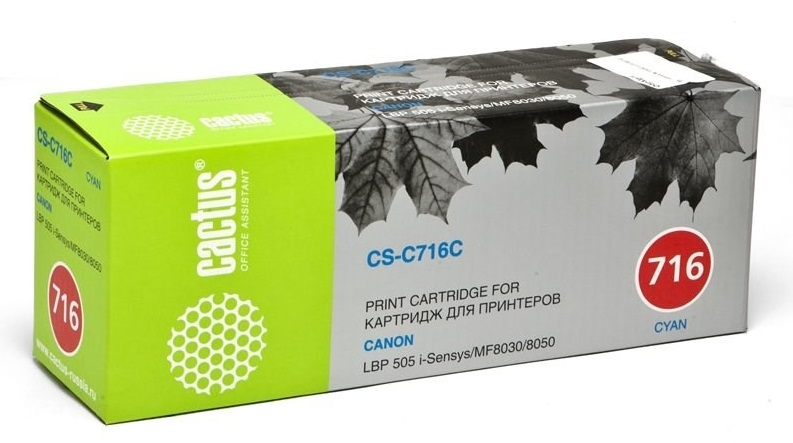 Картридж лазерный Cactus CS-C716C 716 C голубой (1500стр.) для Canon i-Sensys MF8030/MF8030cn/MF8050/LBP 5050 Картридж лазерный Cactus CS-C716C 716 C голубой (1500стр.) для Canon i-Sensys MF8030/MF8030cn/MF8050/LBP 5050
