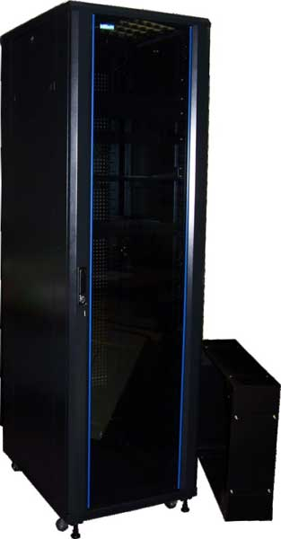 Шкаф Шкаф 19 Business, 18U 600x600, черный, передняя дверь стекло, задняя дверь распашная металл