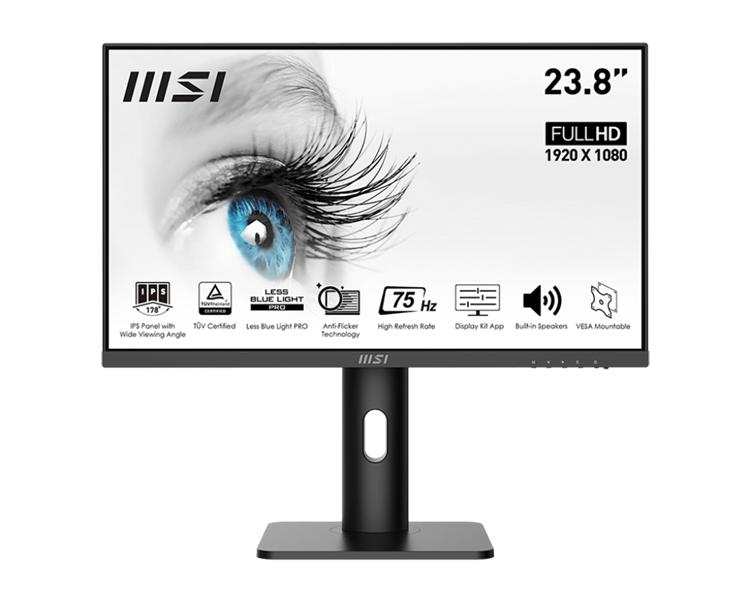 Монитор MSI PRO MP243P 23.8" 16:9 FHD(1920x1080 ) IPS Flat,5ms(GTG),1000:1,100M:1,250nit,178/178,HDMI 1.4,DP 1.2,Tilt,Swivel,Height,Pivot,VESA,75Hz,Black,1y war-ty