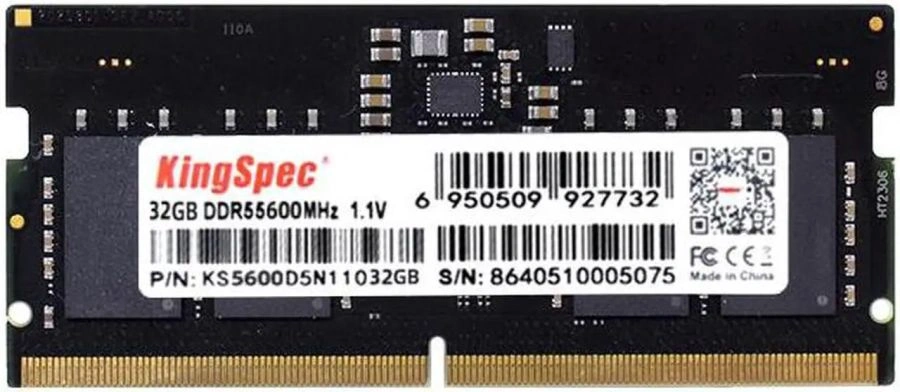Память DDR5 32GB 5600MHz Kingspec KS5600D5N11032G RTL PC5-44800 CL40 SO-DIMM 288-pin 1.1В single rank Ret