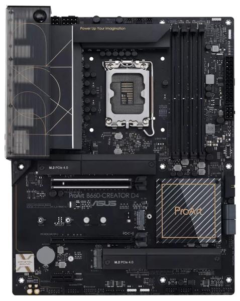 Материнская плата ASUS PROART B660-CREATOR D4, LGA1700, B660, 4*DDR4, HDMI+DP (through Type C), CrossFireX, SATA3 + RAID, Audio, Gb LAN, USB 3.2*8, USB 2.0*6, COM*1 header (w/o cable), ATX ; 90MB19F0-M0EAY0