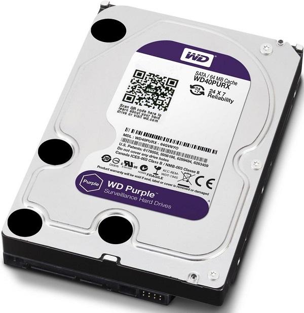 Жесткий диск Western Digital HDD SATA-III  4000Gb Purple WD40PURZ, IntelliPower, 64MB buffer (DV&NVR), 1 year