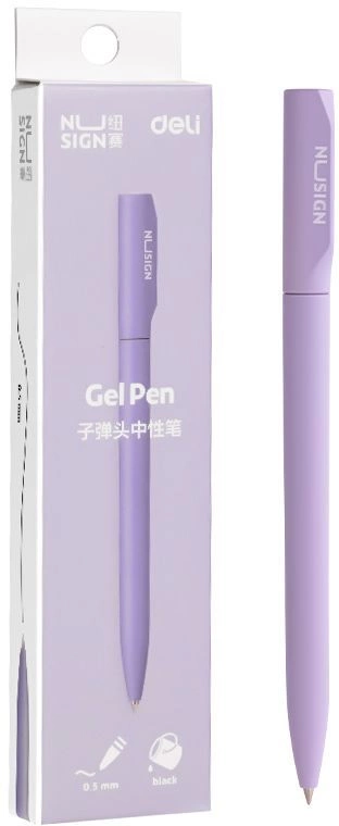 Ручка гелев. Deli Nusign (NS552VIOLET) фиолетовый d=0.5мм черн. черн. кор.карт. автом. Ручка гелев. Deli Nusign (NS552VIOLET) фиолетовый d=0.5мм черн. черн. кор.карт. автом.