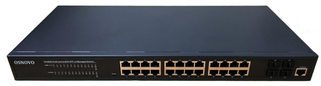 Управляемый L2+ коммутатор Gigabit Ethernet OSNOVO SW-24G4SF-L2 Управляемый L2+ коммутатор Gigabit Ethernet на 28 портов.Порты: 24 x GE (10/100/1000Base-T) + 4 x GE SFP (1000Base-X), Консольный порт; Уровень управления L2+ (Full managed); Подде