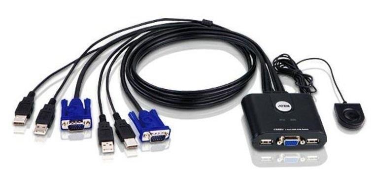 Квм перевключатель ATEN 2-Port USB VGA Cable KVM Switch with Remote Port Selector