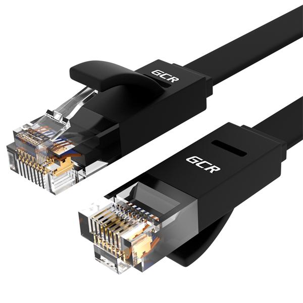  GCR Патч-корд  7.5m, кат.6, PROF, плоский, прямой, UTP, медь, черный, 30 AWG, ethernet high speed 10 Гбит/с, RJ45, T568B (LNC62)