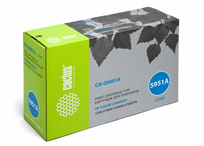 Картридж лазерный Cactus CS-Q5951A Q5951A голубой (10000стр.) для HP LJ 4700