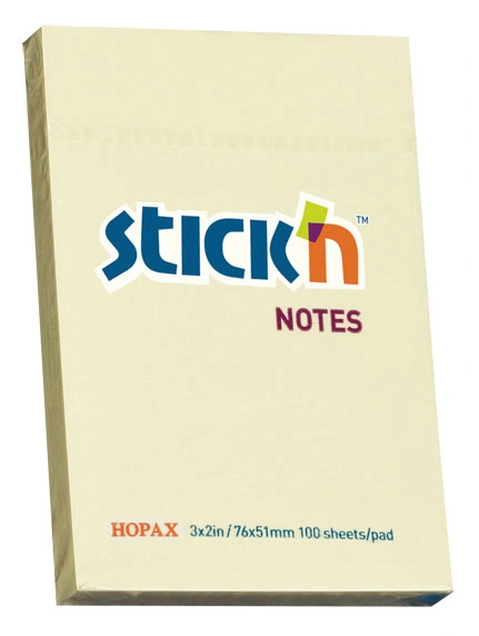 Блок самоклеящийся бумажный Stick`n 21006 51x76мм 100лист. 70г/м2 пастель желтый