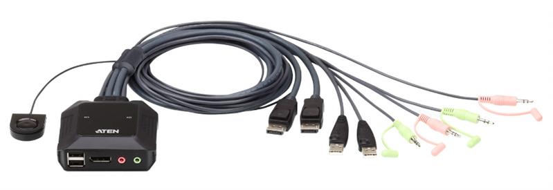 Квм переключатель ATEN 2-Port USB DisplayPort Cable KVM Switch with Remote Port Selector