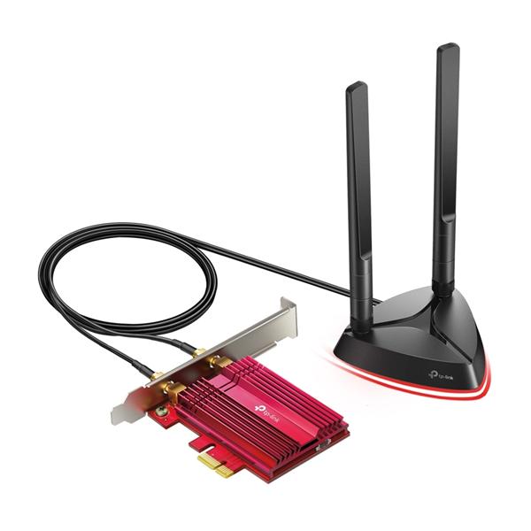  TP-Link Archer TX3000E, AX3000 Двухдиапазонный Wi-Fi 6 Bluetooth-адаптер PCI Express, до 574 Мбит/с на 2,4 ГГц + до 2402 Мбит/с на 5 ГГц, 2 антенны с высоким коэфф. усиления,основание с кабелем