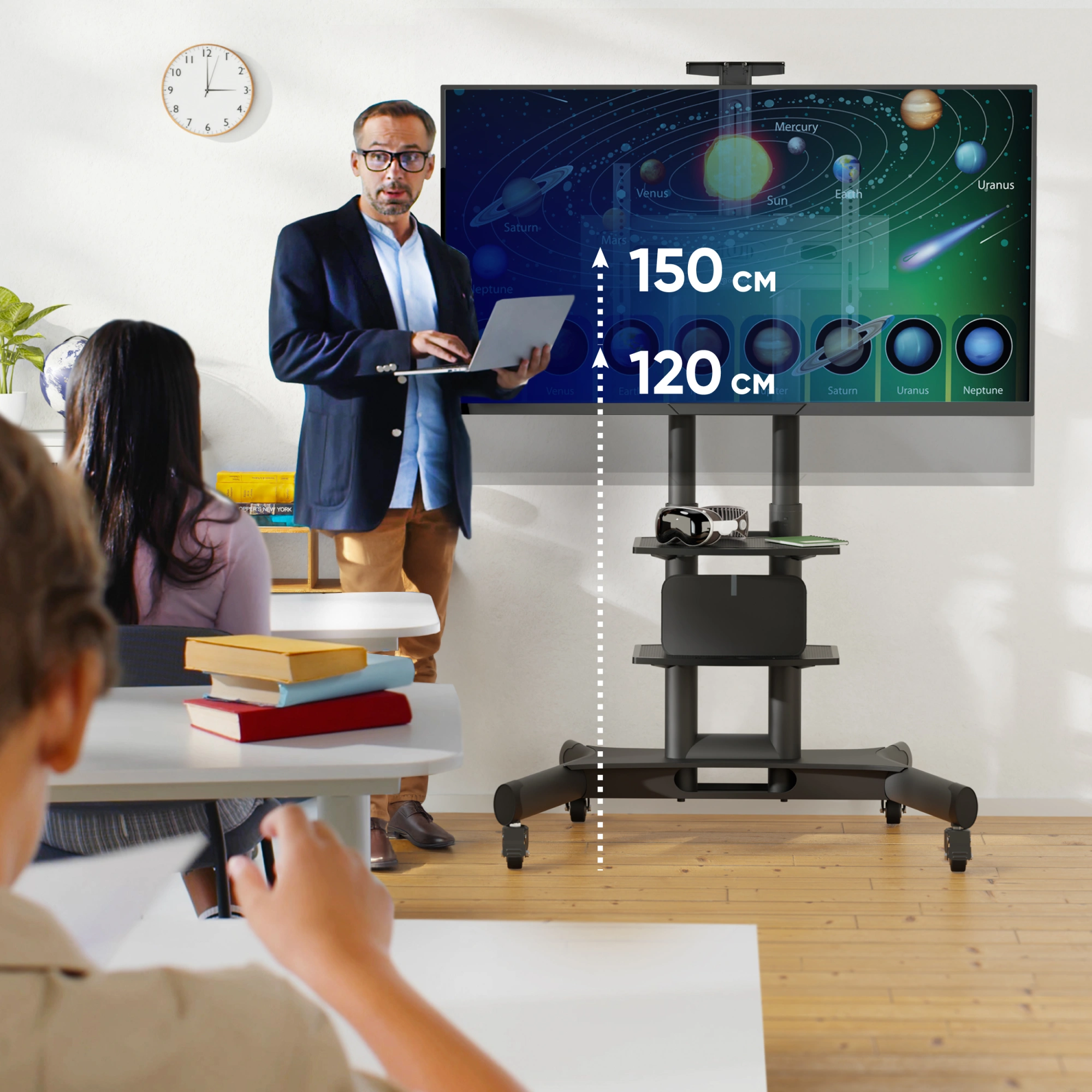 Стойка для телевизора Onkron TS1552 черный 40"-70" макс.60.5кг напольный мобильный Стойка для телевизора Onkron TS1552 черный 40"-70" макс.60.5кг напольный мобильный