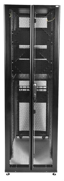  Шкаф серверный ПРОФ напольный 42U (600x1200) дверь перфор., задние двойные перфор., черный, в сборе