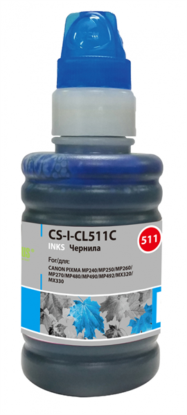 Чернила Cactus CS-I-CL511C голубой 100мл для Canon Pixma MP240/MP250/MP260/MP270/MP480 Чернила Cactus CS-I-CL511C голубой 100мл для Canon Pixma MP240/MP250/MP260/MP270/MP480