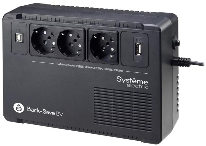 Источник бесперебойного питания Systeme Electriс Back-Save, 800VA/480W, 230V, Line-Interactive, AVR, 3xSchuko, USB charge(type A), USB