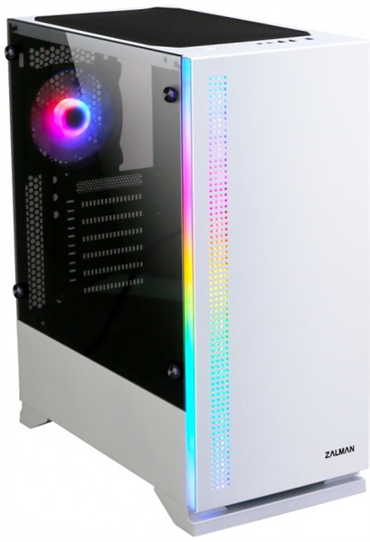 Корпус ZALMAN S5, ATX, WHITE, WINDOW, 2xCOMBO (3.5" or 2.5"), 4x2.5", 2xUSB2.0, 1xUSB3.0, FRONT 1x120mm, REAR 1x120mm RGB (существенное повреждение коробки)