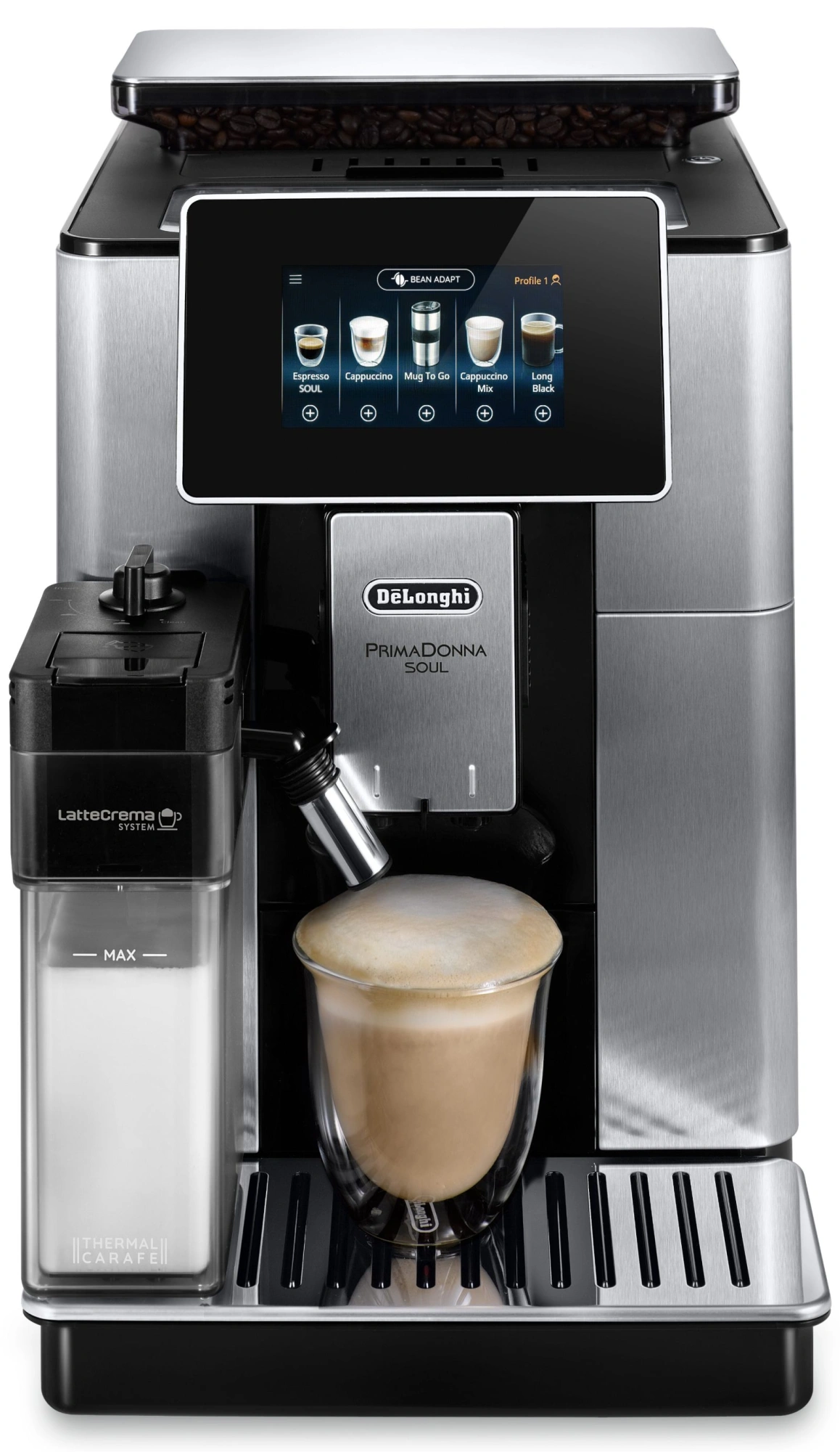 Кофемашина Delonghi Primadonna Soul ECAM610.74.MB 1450Вт черный/серебристый Кофемашина Delonghi Primadonna Soul ECAM610.74.MB 1450Вт черный/серебристый