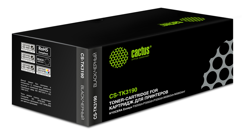 Картридж лазерный Cactus CS-TK3190 TK-3190 черный (25000стр.) для Kyocera Ecosys P3055dn/P3060dn Картридж лазерный Cactus CS-TK3190 TK-3190 черный (25000стр.) для Kyocera Ecosys P3055dn/P3060dn
