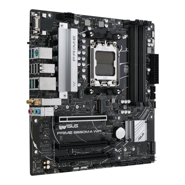 Материнская плата ASUS PRIME B650M-A WIFI, Socket AM5, B650, 4*DDR5, HDMI+DP+VGA, 4xSATA3 + RAID, M2, Audio, Gb LAN, USB 3.2, USB 2.0, mATX; 90MB1C00-M1EAY0