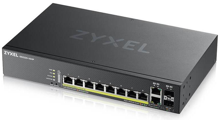  Гибридный L2 коммутатор PoE+ Zyxel NebulaFlex Pro GS2220-10HP, rack 19", 8xGE PoE+, 2xCombo (SFP/RJ-45), бюджет PoE 180 Вт, автономное/облачное управление (вмятина на корпусе)
