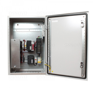 Уличный коммутатор OSNOVO OS-46TB1(SW-80802/ILS(port 90W)) Уличный управляемый (L2+) коммутатор на 10 портов с термостабилизацией, резервным питанием и функцией мониторинга температуры/влажности/напряжения на базе уличн