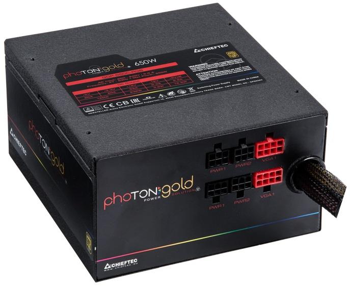 Блок питания Chieftec Photon Gold GDP-650C-RGB (ATX 2.3, 650W, >90 efficiency, Active PFC, ARGB Rainbow 140mm fan, Cable Management) Retail