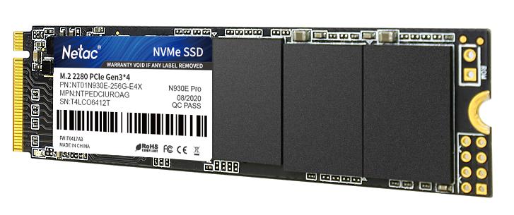 Ssd накопитель Netac SSD N930E Pro 256GB PCIe 3 x4 M.2 2280 NVMe 3D NAND, R/W up to 2040/1270MB/s, TBW 150TB, 3y wty