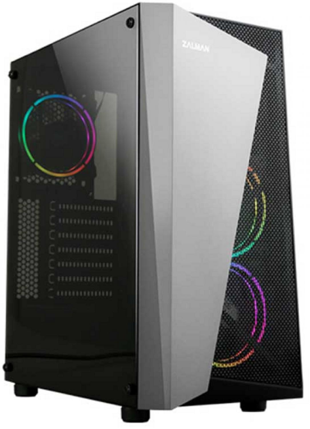 Корпус ZALMAN S4 Plus, ATX, BLACK, WINDOW, 2x3.5", 1x2.5", 2xUSB2.0, 1xUSB3.0, FRONT 2x120mm RGB, REAR 1x120mm RGB (незначительное повреждение коробки)