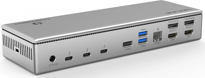 Док-станция Docking Station WAVLINK Thunderbolt 4 Quad Display/96W Power Delivery Include 20V/11.5A Power Adapter/4xUSB3.0/3xThunderbolt 4/2xDP 4K 60HZ/2xHDMI 4K 60HZ/1xGigabit LAN/1xCombo Audio Jack/1xCardReader