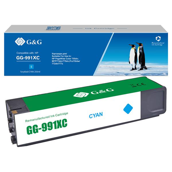 Картридж Cartridge G&G 991X для HP PageWide Managed, (16 000стр.), голубой (аналог X4D10AC,M0K06XC,M0J90AE)