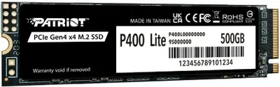 Тведотельный накопитель Patriot SSD P400 Lite 500GB M.2 2280 NVMe PCle 4.0 x4 R3500/W2400 TBW 280TB 3D NAND with HS Тведотельный накопитель Patriot SSD P400 Lite 500GB M.2 2280 NVMe PCle 4.0 x4 R3500/W2400 TBW 280TB 3D NAND with HS