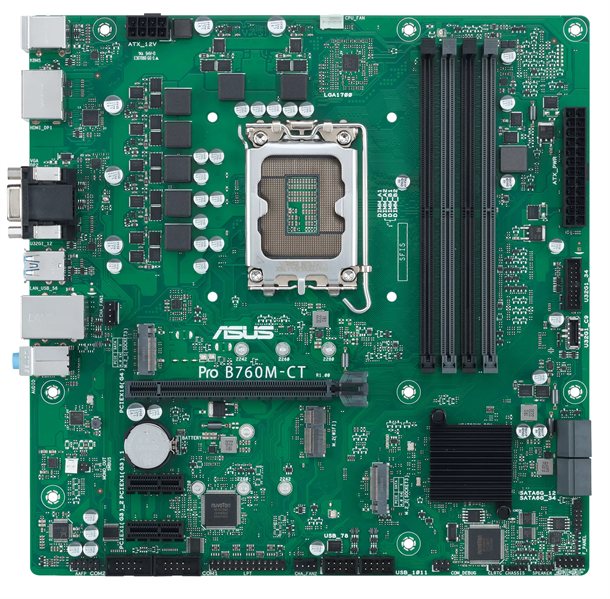 Материнская плата ASUS PRO B760M-CT-CSM, LGA1700, B760, 4*DDR5, 4*SATA, 2*M.2, 2*USB 3.2, 2*USB 2.0, 1*PCIx16, 2*PCIx1, DP+HDMI+VGA, mATX; 90MB1DY0-M1EAYC Материнская плата ASUS PRO B760M-CT-CSM, LGA1700, B760, 4*DDR5, 4*SATA, 2*M.2, 2*USB 3.2, 2*USB 2.0, 1*PCIx16, 2*PCIx1, DP+HDMI+VGA, mATX; 90MB1DY0-M1EAYC