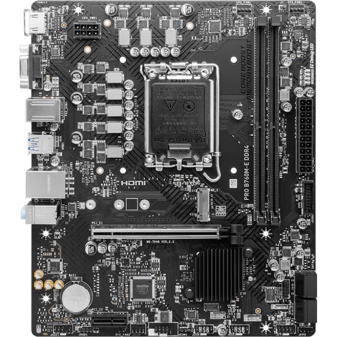 Материнская плата MSI PRO B760M-E DDR4 LGA1700,2DDR4,1PCI-Ex16,1PCI-Ex1,1M.2 Gen4,4SATA3.0,4USB3