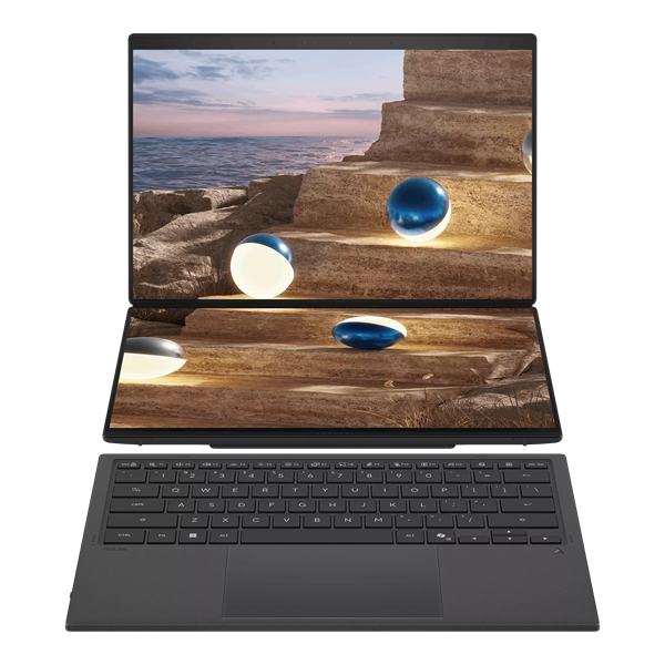 Ноутбук ASUS Zenbook Duo UX8407AA-SN197X Intel Core Ultra X9 388H/LPDDR5X 32GB 2TB/Intel Arc Graphics /14" 3K (2880 x 1800) OLED 16:10 TOUCH,WiFi 7+BT 5.4/ WIN11 PRO/1.65 kg/Moher Gray/Stylus+Sleeve Ноутбук ASUS Zenbook Duo UX8407AA-SN197X Intel Core Ultra X9 388H/LPDDR5X 32GB 2TB/Intel Arc Graphics /14" 3K (2880 x 1800) OLED 16:10 TOUCH,WiFi 7+BT 5.4/ WIN11 PRO/1.65 kg/Moher Gray/Stylus+Sleeve