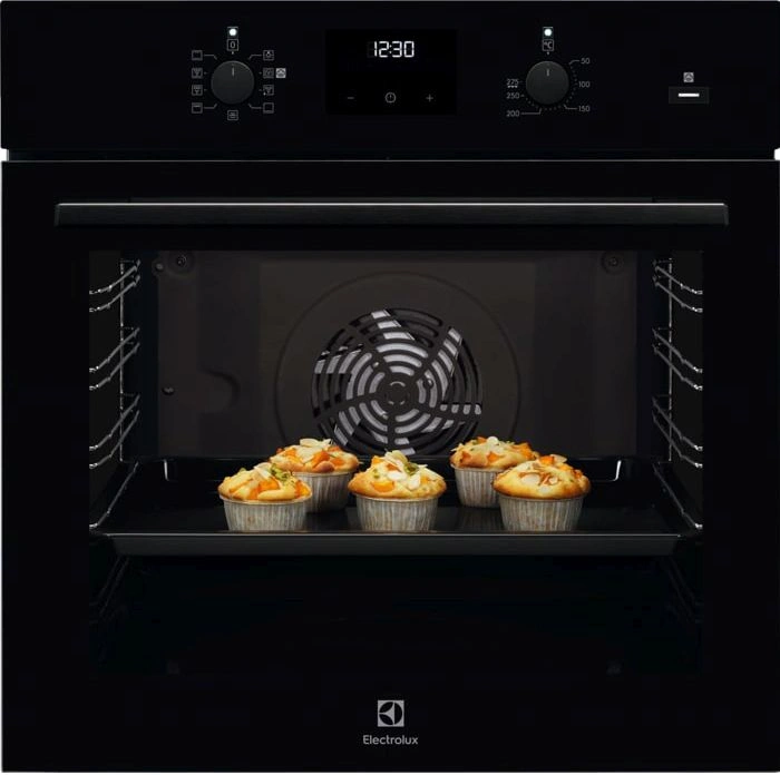 Встраиваемые электрические духовки ELECTROLUX/ электрический шкаф с конвекцией, приготовление на пару Steam Bake, объем 72 л, утапливаемые переключатели, 8 режимов, очистка каталитическая, направляющие проволочные + теле