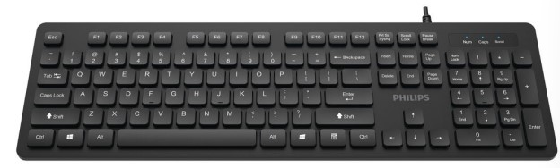 Аксессуары Philips Проводная Клавиатура SPK6264, USB 2.0 104 клав, русская заводская раскладка, чёрный Аксессуары Philips Проводная Клавиатура SPK6264, USB 2.0 104 клав, русская заводская раскладка, чёрный