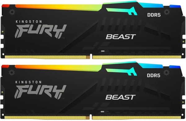 Оперативная память Kingston 64GB 6000MT/s DDR5 CL30 DIMM (Kit 2*32Gb) FURY Beast RGB EXPO